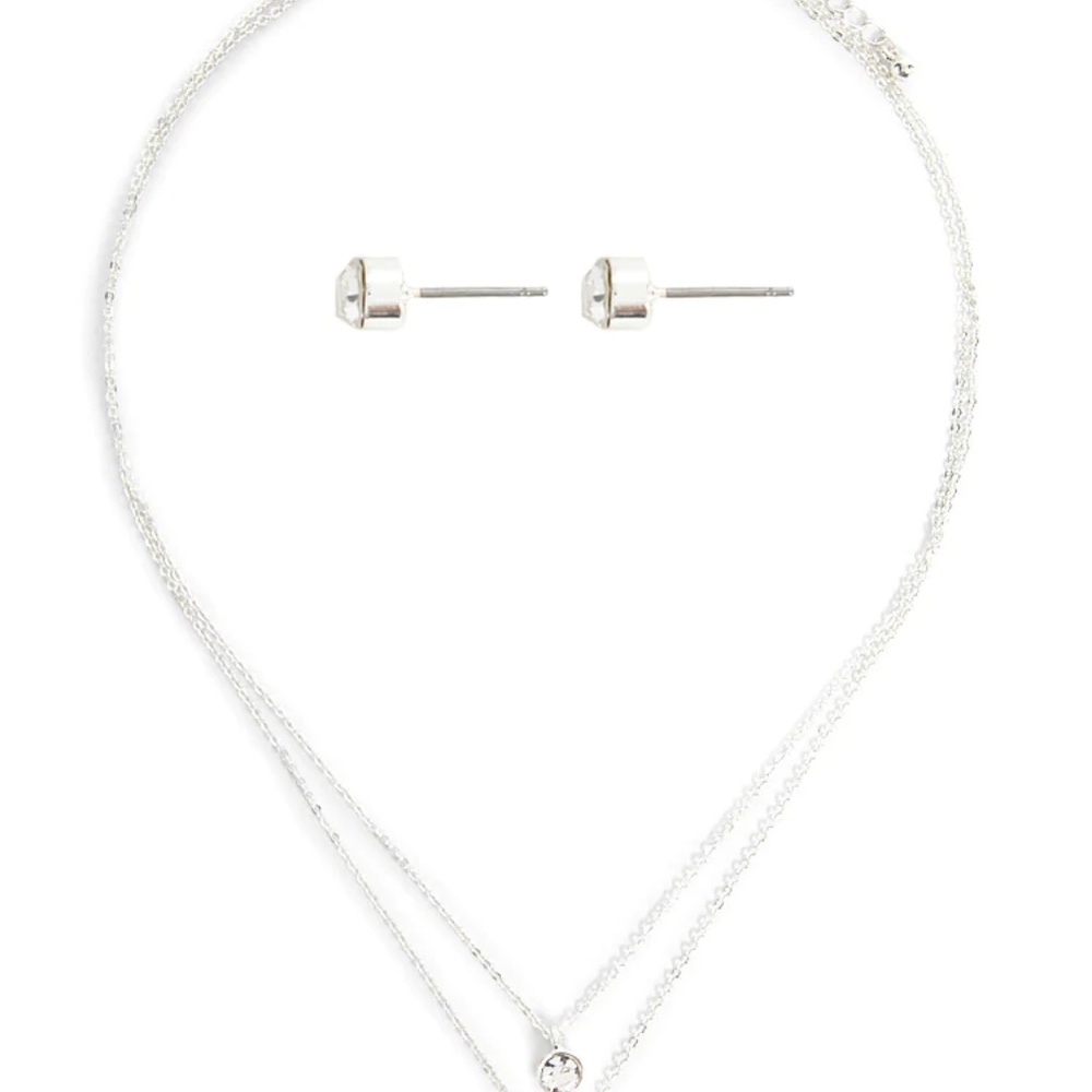 BRAND NEW Layered Rhinestone Necklace Set - Picture 2 of 3